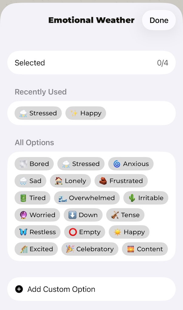 Emotional Weather picker in ProsoPlate
